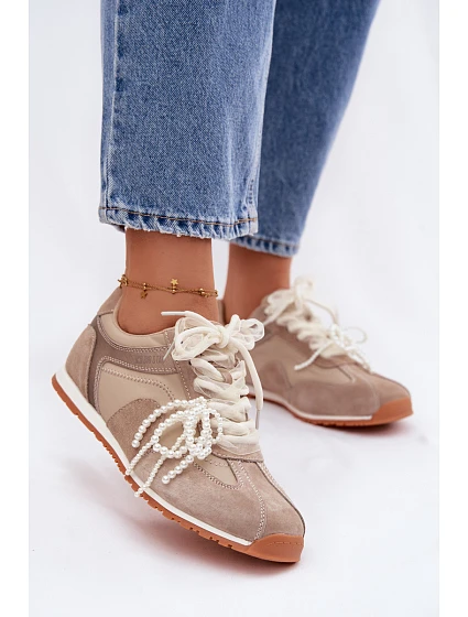 Kožené semišové dámské tenisky Big Star TT274677 béžové