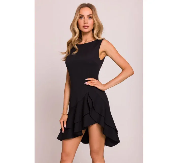 M850 Volánové mini šaty - černé
