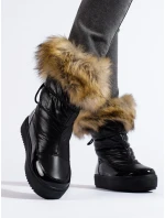 Praktické černé  sněhule dámské platforma