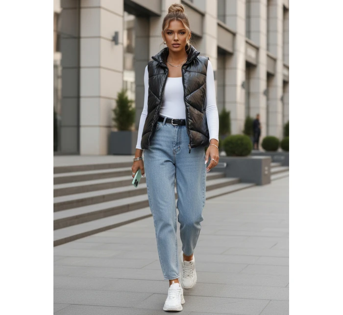 Dámská prošívaná vesta se stojáčkem černá FashionStreet TY3477