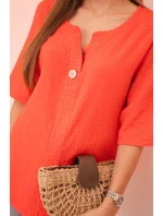 Dámská mušelínová košile s knoflíkem červený