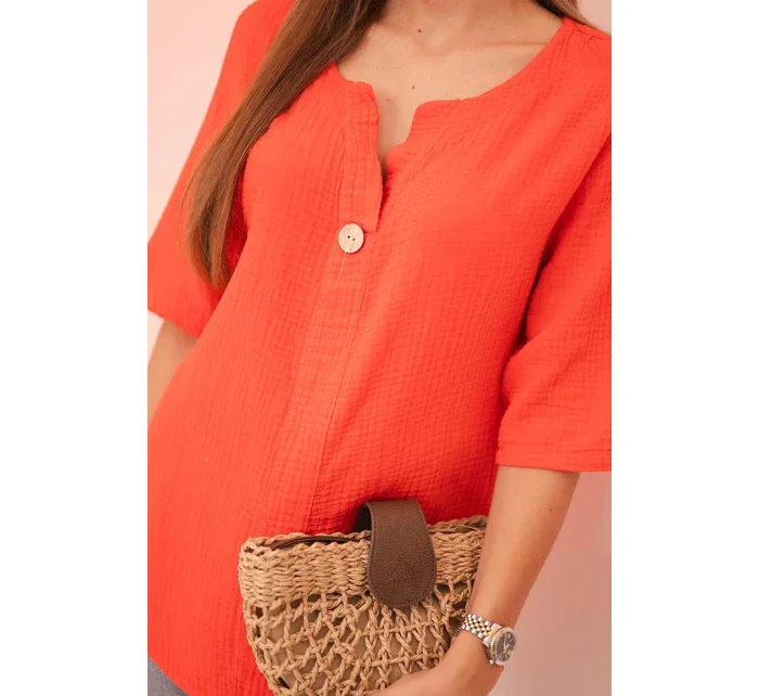 Dámská mušelínová košile s knoflíkem červený