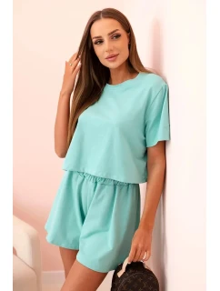 Dámský bavlněný komplet s širokými šortkami mincovna