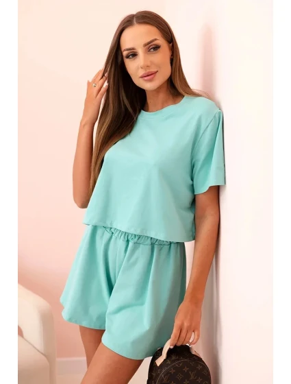Dámský bavlněný komplet s širokými šortkami mincovna Dámský bavlněný komplet s širokými šortkami mincovna