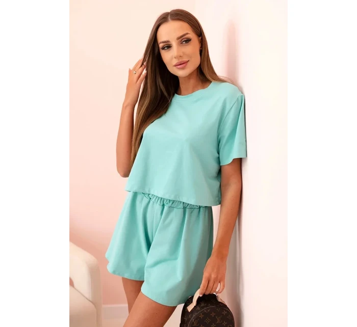 Dámský bavlněný komplet s širokými šortkami mincovna Dámský bavlněný komplet s širokými šortkami mincovna