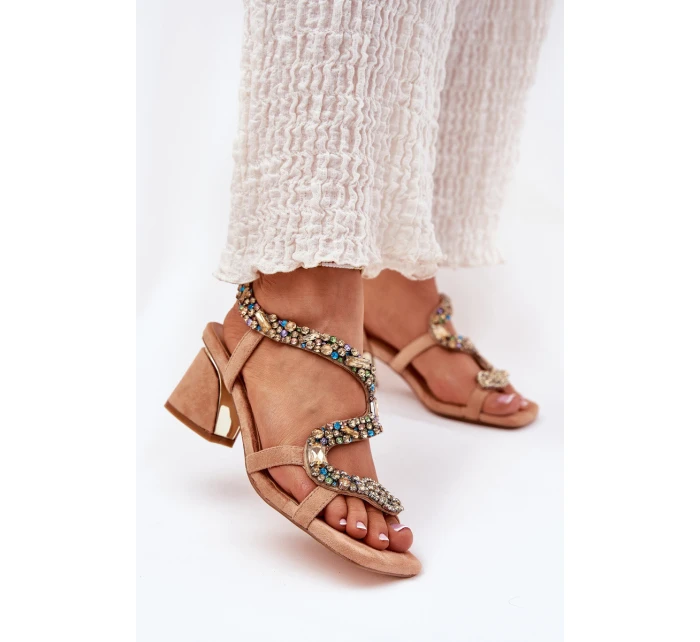 Dámské Sandály Na Podpatku S  Béžové model 21693547 - Artiker