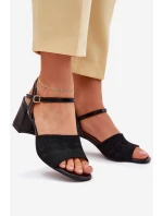 Dámské Sandály Na Podpatku Černé Sarena