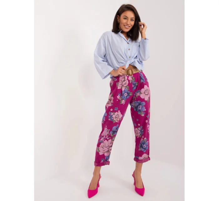 Dámské kalhoty DHJ SP 1365.89 Fialová s květy - FPrice