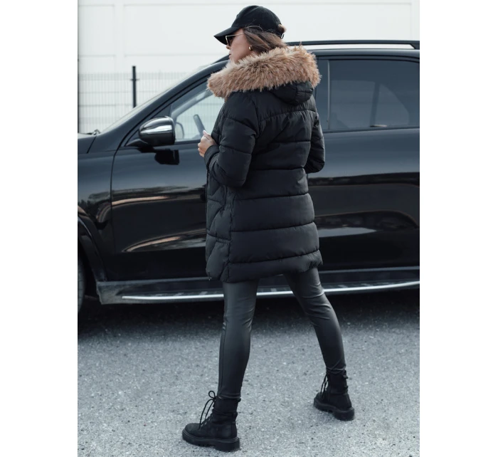 Dámská prošívaná bunda s kožešinou černá FashionStreet TY4577