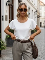 Dámská oversize blůza z viskózy s krátkými rukávy, bílá, FashionStreet RY2926