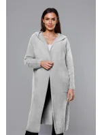 Světle šedý dlouhý vlněný přehoz přes oblečení typu alpaka s kapucí model 18059163 - MADE IN ITALY Světle šedý dlouhý vlněný přehoz přes oblečení typu alpaka s kapucí model 18059163 - MADE IN ITALY