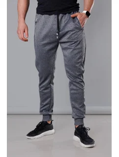 Pánské teplákové kalhoty v grafitové barvě se stahovacími lemy model 18345029 - J.STYLE