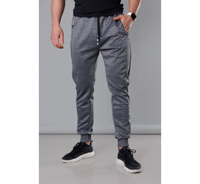 Pánské teplákové kalhoty v grafitové barvě se stahovacími lemy model 18345029 - J.STYLE