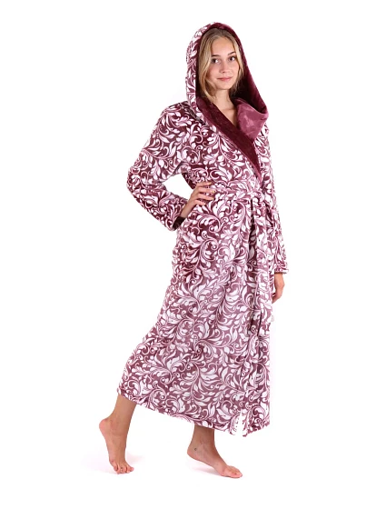 Dámský župan Flora s kapucí 3956 4803 mauve wine - Vestis Dámský župan Flora s kapucí 3956 4803 mauve wine - Vestis