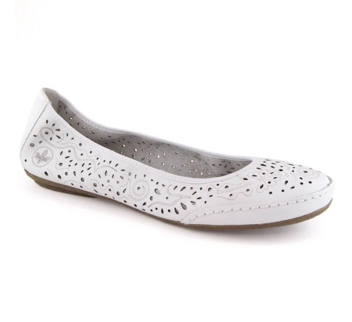 Kožená pohodlná polobotka W model 22033618 bílá - Rieker Kožená pohodlná polobotka W model 22033618 bílá - Rieker