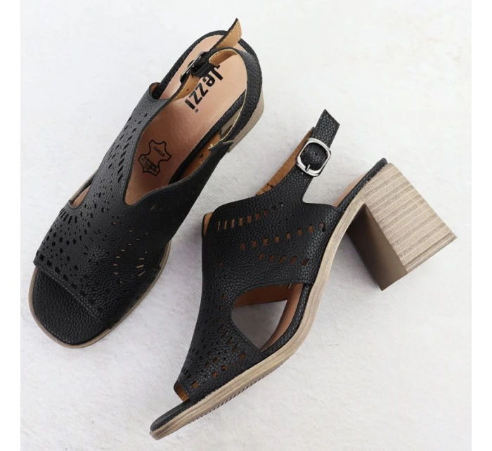 Dámské ažurové sandály na podpatku černé Jezzi 24125