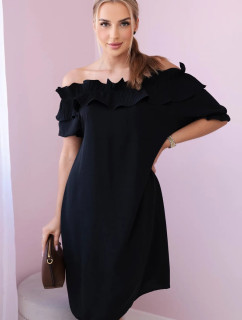 Španělské šaty s ozdobným volánem černý