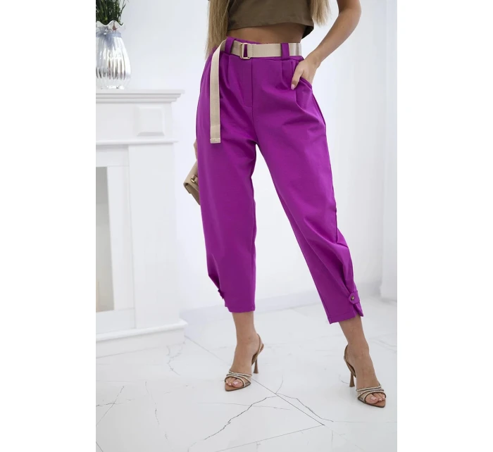 Kalhoty Summer Punto se zapínáním na nohavice tmavě fialová