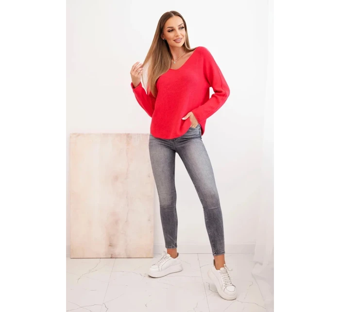 Dámský svetr s viskózou a výstřihem do V fuchsie Dámský svetr s viskózou a výstřihem do V fuchsie