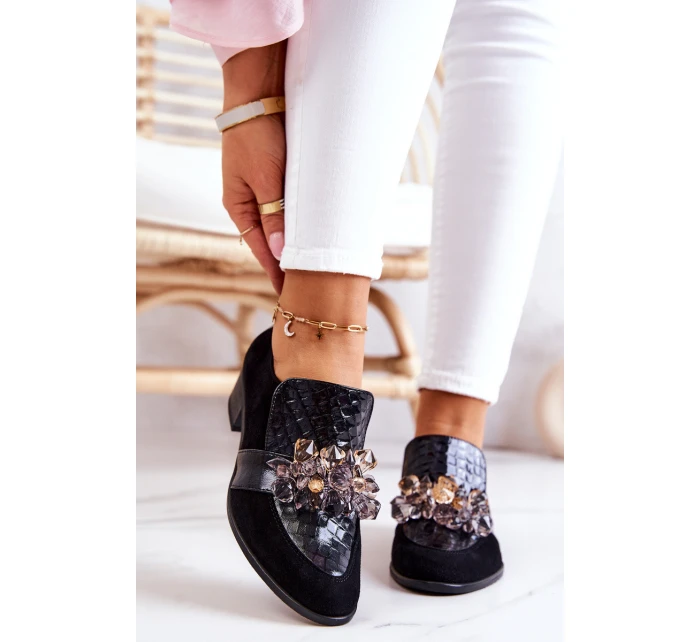 Semišové Boty S Dekorací černým model 21574516 - Boto