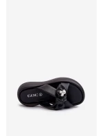 Dámské kožené sandály na platformě černé model 21658568 - Goe