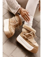 Kožené Dámské Sněhule Na Silné Podešvi S Kožešinou Big Star model 21669685 Hnědé - Big Star Shoes Kožené Dámské Sněhule Na Silné Podešvi S Kožešinou Big Star model 21669685 Hnědé - Big Star Shoes