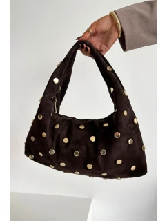 Kožená semišová taška s ozdobou čokoládová model 21728401 - Boto