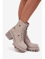 Kožené Workery Dámské Na S  Béžové model 21728563 - Artiker