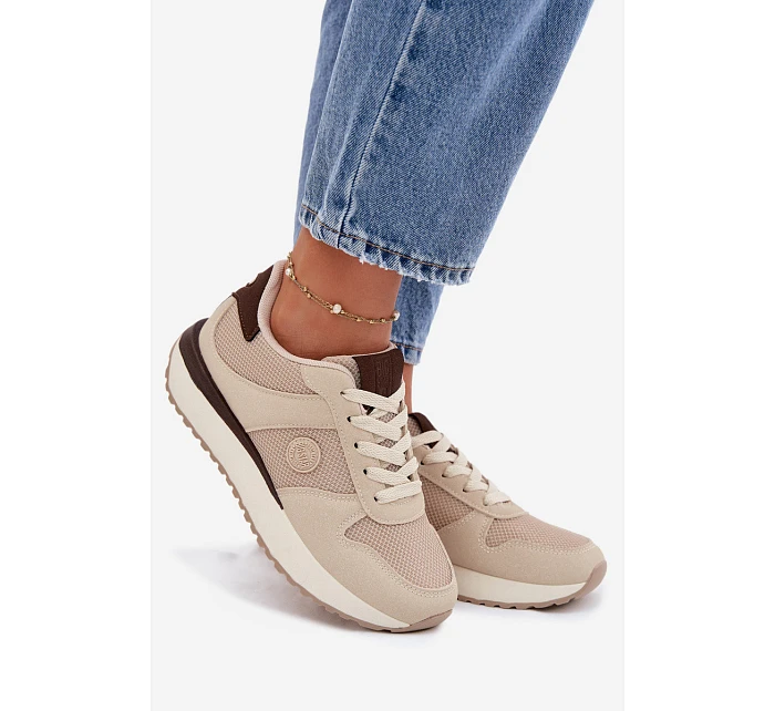 Dámské tenisky na platformě Big Star TT274275 Béžové Dámské tenisky na platformě Big Star TT274275 Béžové