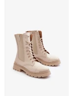 Kožené dámské pracovní boty šněrovací světle béžová Nicole Kožené dámské pracovní boty šněrovací světle béžová Nicole