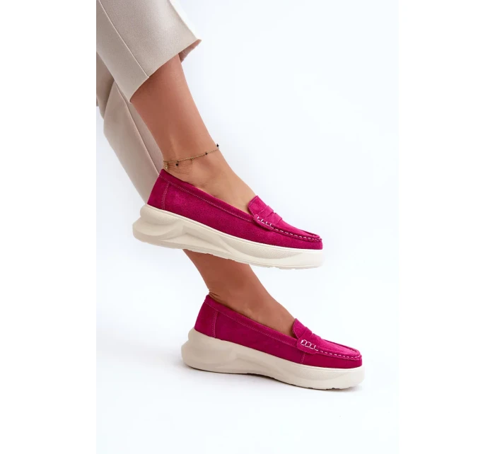 Semišové dámské mokasíny Fuchsia model 20453046 - Kesi