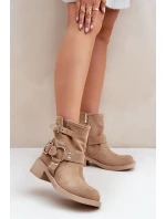 Semišové dámské kotníkové boty na nízkém blokovém podpatku s pásky Zazoo 3644 béžové Semišové dámské kotníkové boty na nízkém blokovém podpatku s pásky Zazoo 3644 béžové