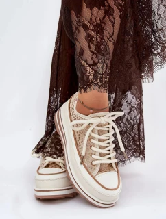 Dámské trampky na masivní platformě S.Barski – béžové