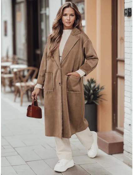 Dámský oversize kabát AVELINNI dlouhý béžový FashionStreet NY0694