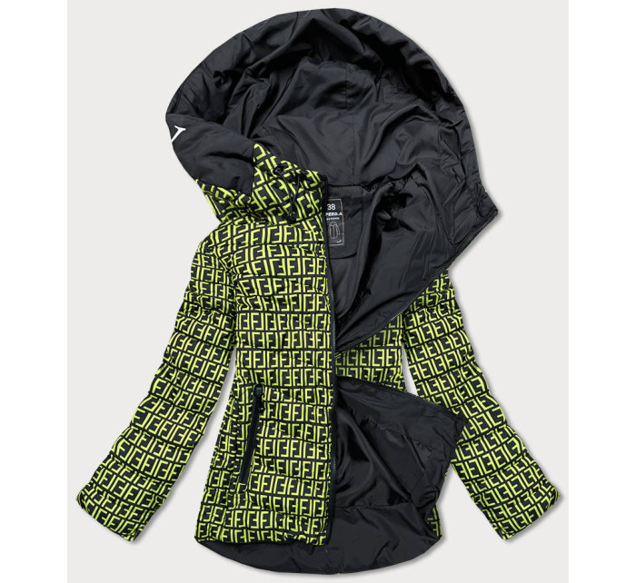 Černo-zelená dámská vzorovaná bunda (W711)