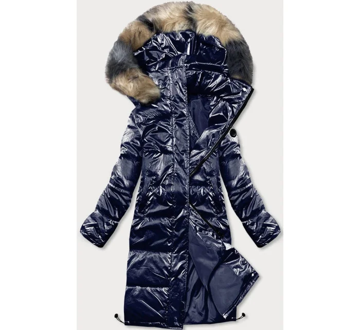 BŁYSZCZĄCA KURTKA ZIMOWA DAMSKA GRANATOWA model 21244579 - AMNS