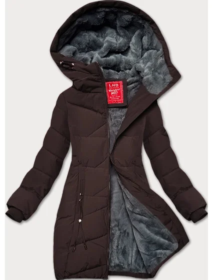 Hnědá dámská zimní bunda se stahovacími lemy LHD (LHD-24580)