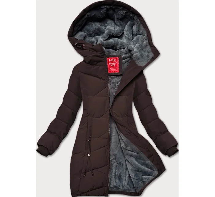 Hnědá dámská zimní bunda se stahovacími lemy LHD (LHD-24580)