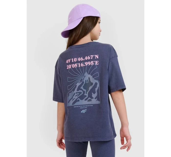 Dívčí tričko oversize s potiskem 4F 4FJWSS25TTSHF1853-22S