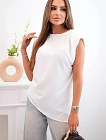 Elegantní dámská halenka s volánky a asymetrickým střihem ecru