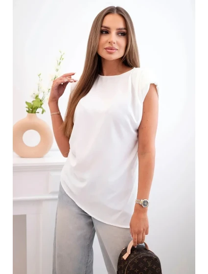 Elegantní dámská halenka s volánky a asymetrickým střihem ecru Elegantní dámská halenka s volánky a asymetrickým střihem ecru