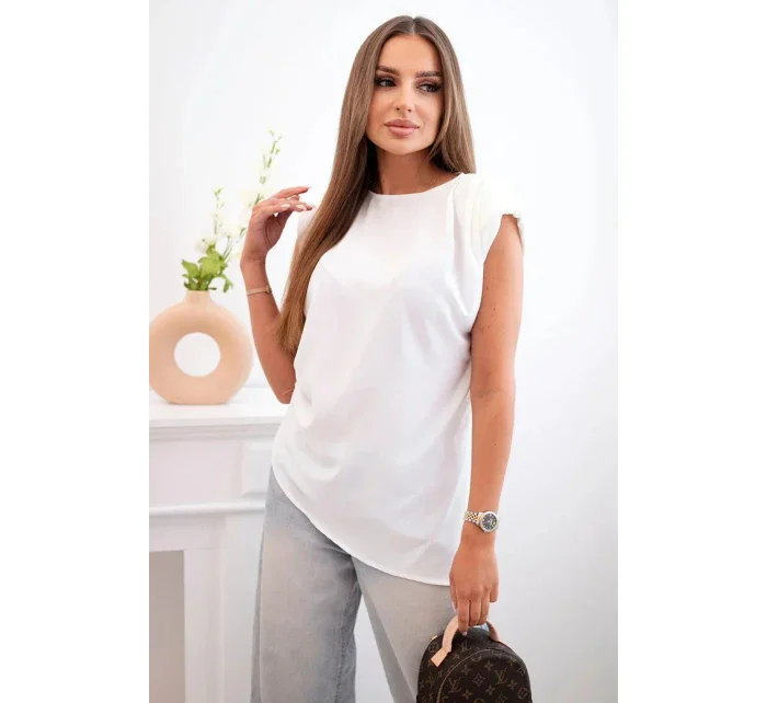 Elegantní dámská halenka s volánky a asymetrickým střihem ecru Elegantní dámská halenka s volánky a asymetrickým střihem ecru