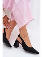 Materiálové Sandály na Podpatku Černé model 22107009 - Boto Materiálové Sandály na Podpatku Černé model 22107009 - Boto