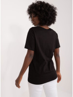 Černé dámské tričko s kamínky a flitry