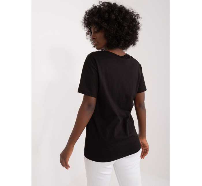 Černé dámské tričko s kamínky a flitry