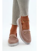 Dámské mokasíny na plochém podpatku se zlatými detaily, růžová Limentia Dámské mokasíny na plochém podpatku se zlatými detaily, růžová Limentia