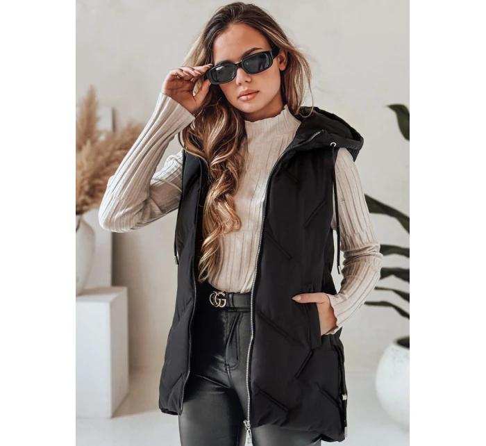 Dámská prošívaná vesta s kapucí černá FashionStreet TY5105