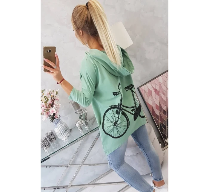 Mikina s potiskem kola tmavě mátová