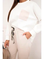 Komplet dámský máslový s kontrastní model 21938004 béžový - K-Fashion Komplet dámský máslový s kontrastní model 21938004 béžový - K-Fashion