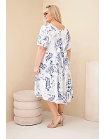 Dámské viskózové šaty Plus Size s krátkým rukávem a model 22043110 vzorem bílé - K-Fashion